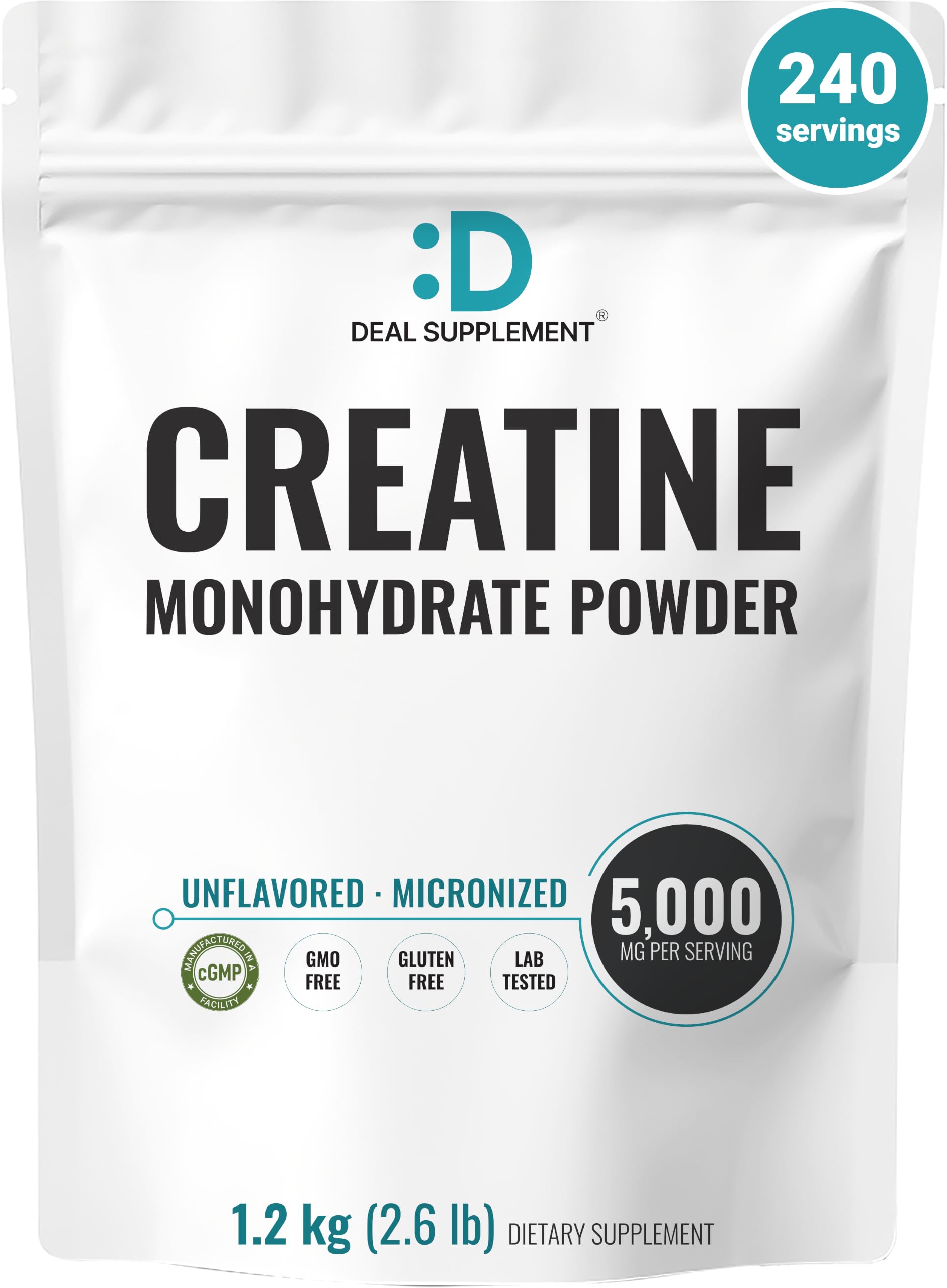 Micronized Creatine Monohydrate, 120 Servings, 5g Per Serving (600g/1.3lb) | Fast Absorbing & Unflavored | Supports Strength, Power & High-Intensity Training* | Vegan, Keto, Non-GMO