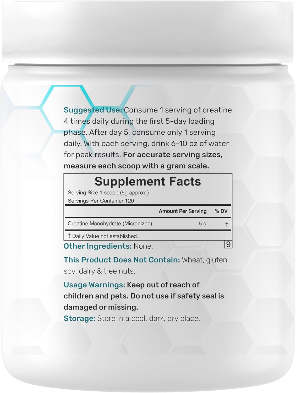 Micronized Creatine Monohydrate, 120 Servings, 5g Per Serving (600g/1.3lb) | Fast Absorbing & Unflavored | Supports Strength, Power & High-Intensity Training* | Vegan, Keto, Non-GMO
