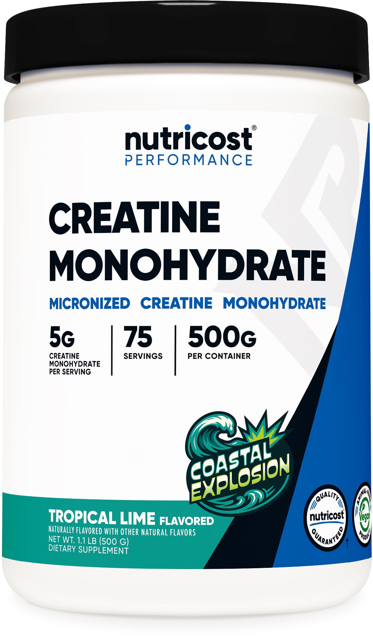 Nutricost Creatine Monohydrate Micronized Powder 500G, 100 Servings | 5000mg Per Serving (5g), 17.9 Oz