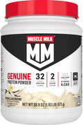 Muscle Milk Genuine Protein Powder, Vanilla Crème, 1.93 Pounds, 12 Servings, 32g Protein, 2g Sugar, Calcium, Vitamins A, C & D, NSF Certified for Sport, Energizing Snack, Packaging May Vary