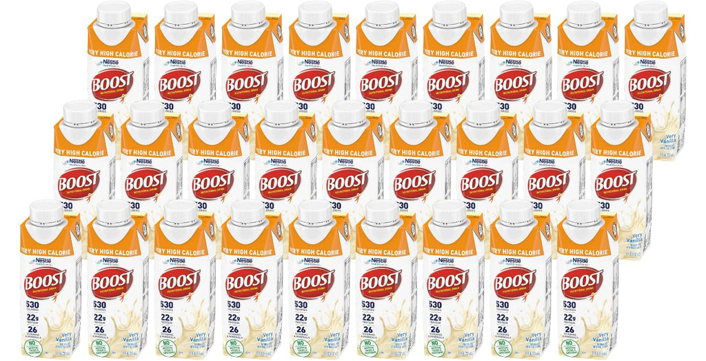Boost Very High Calorie Nutritional Drink, Very Vanilla, 8 Ounce Box, Pack of 27