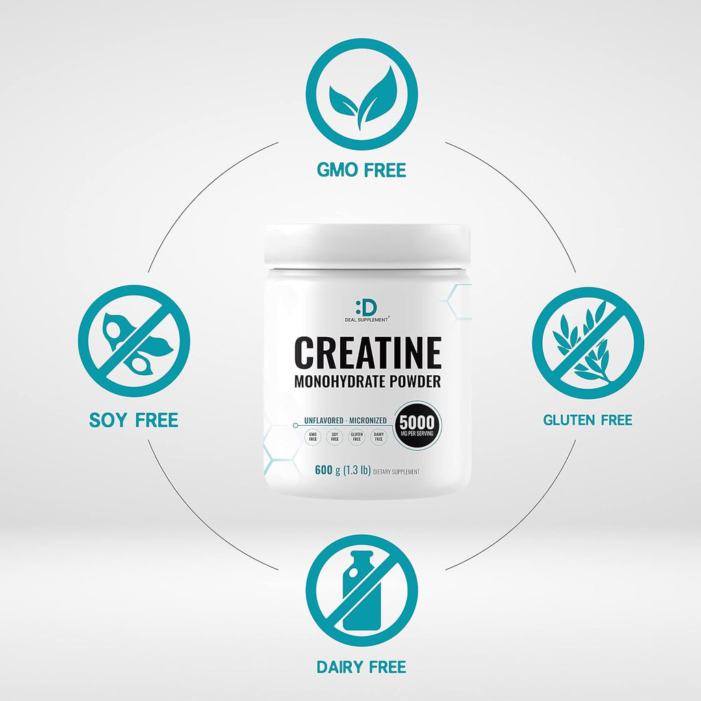 Micronized Creatine Monohydrate, 120 Servings, 5g Per Serving (600g/1.3lb) | Fast Absorbing & Unflavored | Supports Strength, Power & High-Intensity Training* | Vegan, Keto, Non-GMO