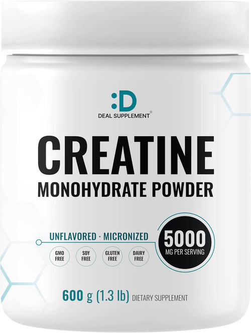 Micronized Creatine Monohydrate, 120 Servings, 5g Per Serving (600g/1.3lb) | Fast Absorbing & Unflavored | Supports Strength, Power & High-Intensity Training* | Vegan, Keto, Non-GMO