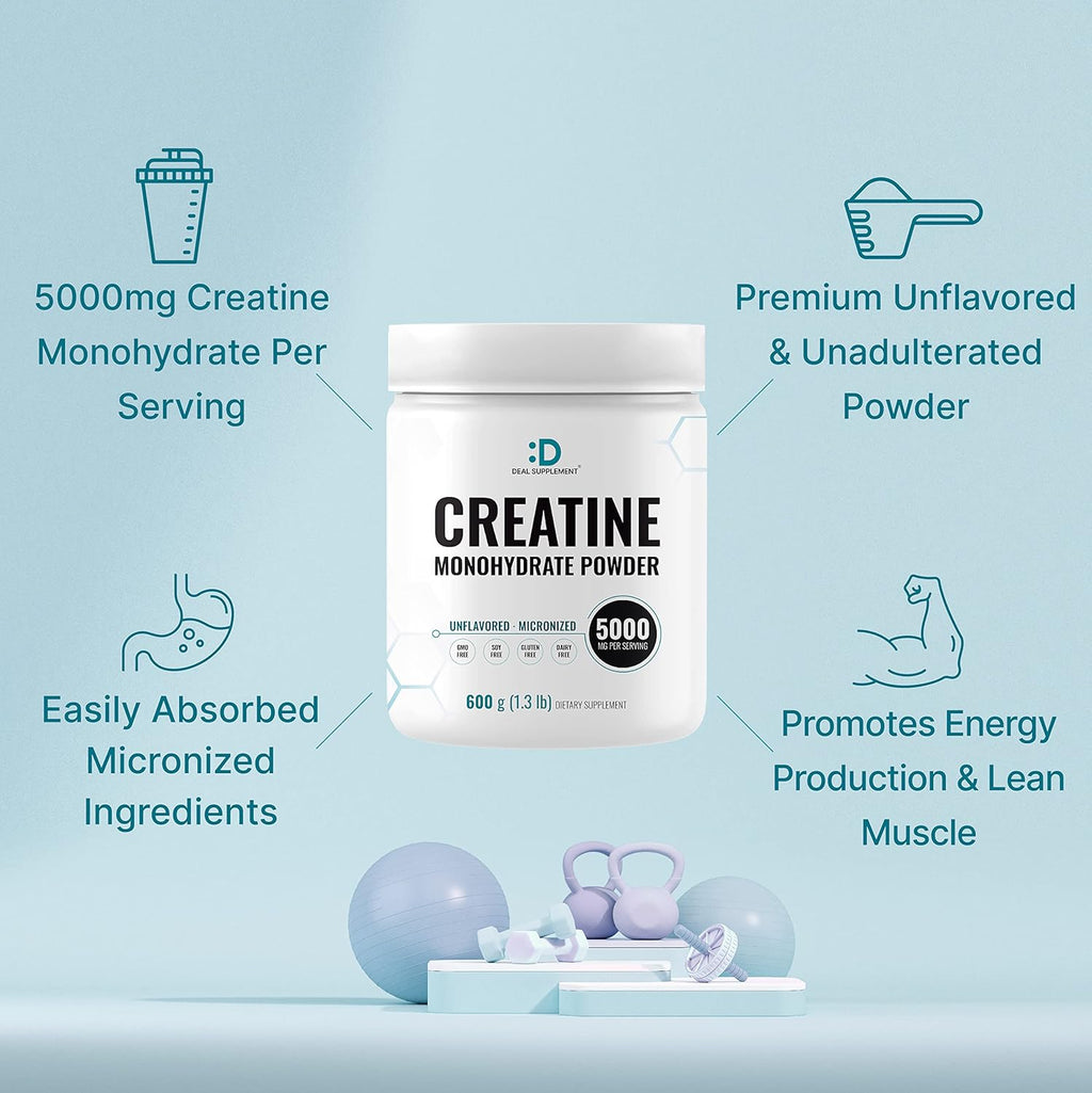 Micronized Creatine Monohydrate, 120 Servings, 5g Per Serving (600g/1.3lb) | Fast Absorbing & Unflavored | Supports Strength, Power & High-Intensity Training* | Vegan, Keto, Non-GMO